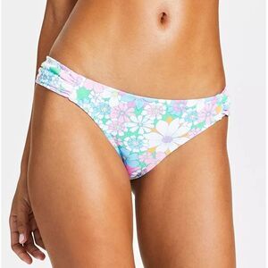 NWT Jessica Simpson Women's Crazy Daisy Shirred-Side Hipster Bikini Bottoms